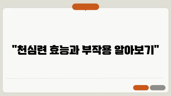 천심련 효능과 부작용 정리