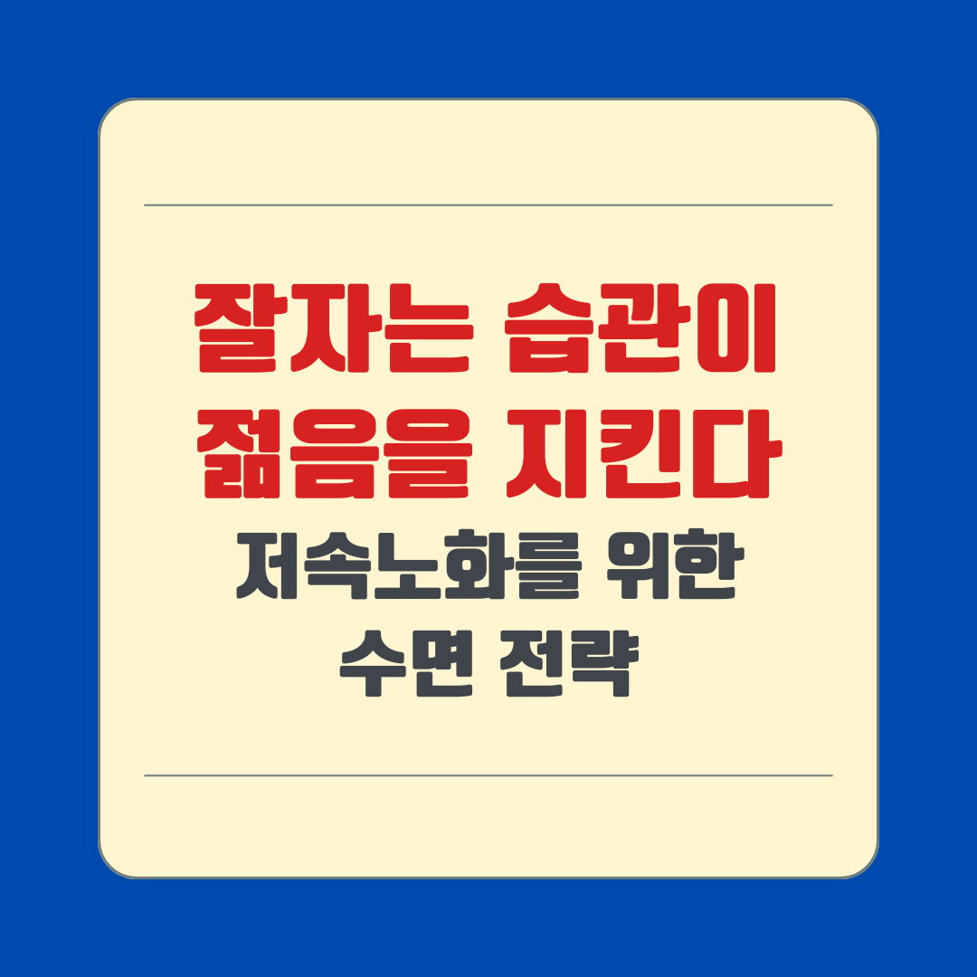 잘자는 습관이 젊음을 지킨다 저속노화를 위한 수면 전략