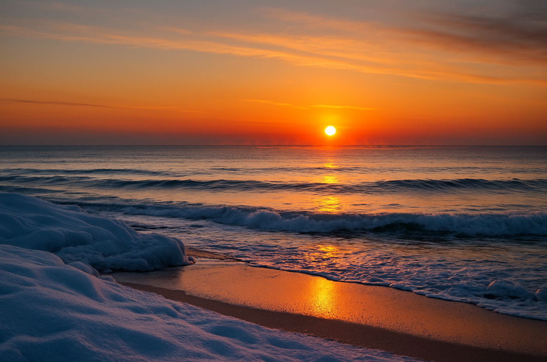겨울 동해바다 일출