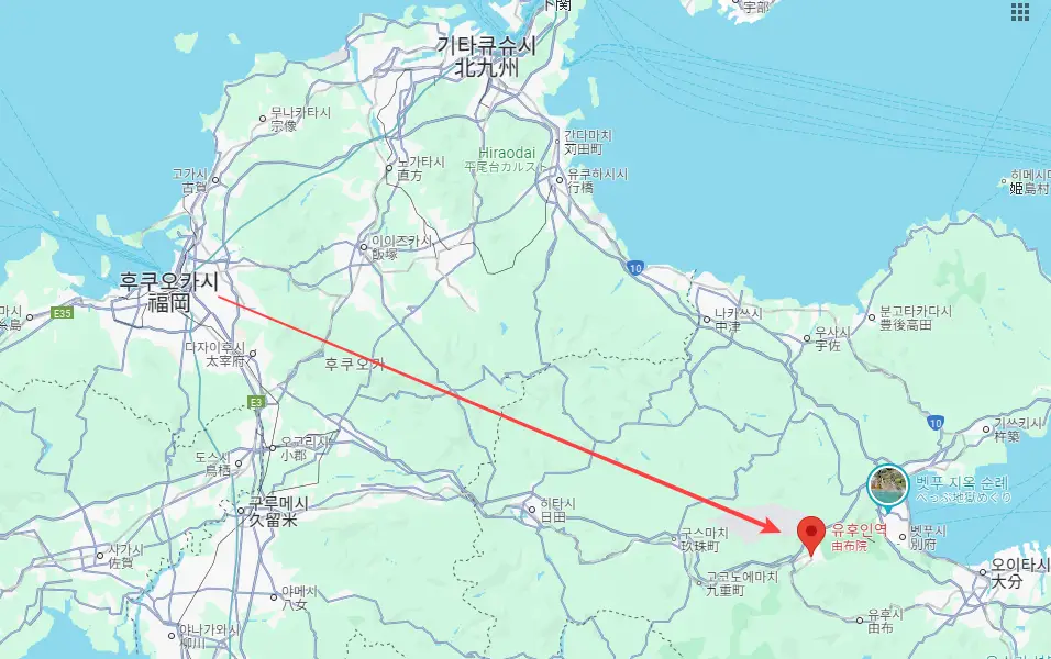 구글지도-후쿠오카-유후인