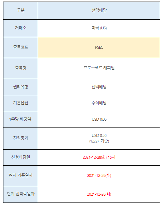 미국주식 선택배당 PSEC