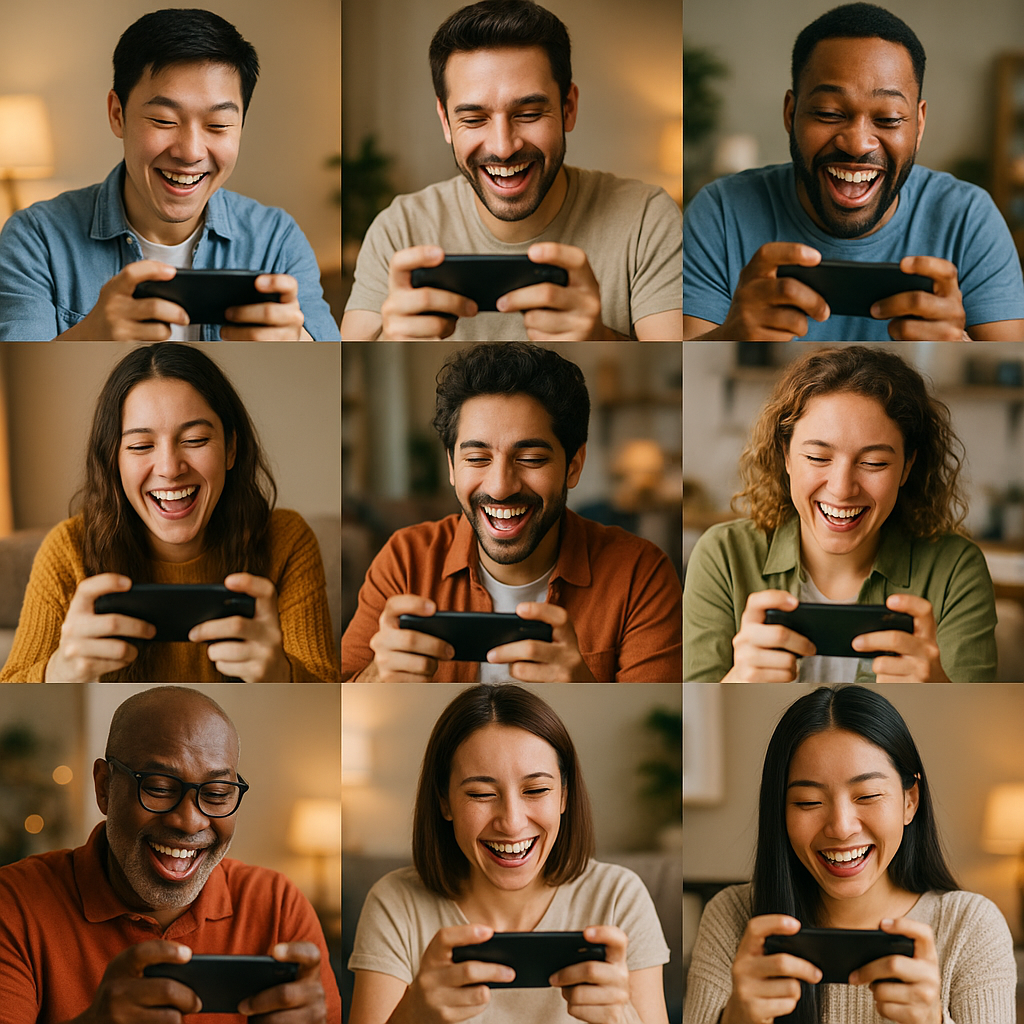 모바일 게임을 하는 모습