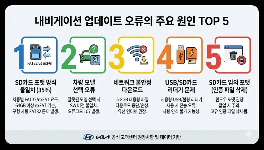 내비게이션 업데이트 오류 해결법