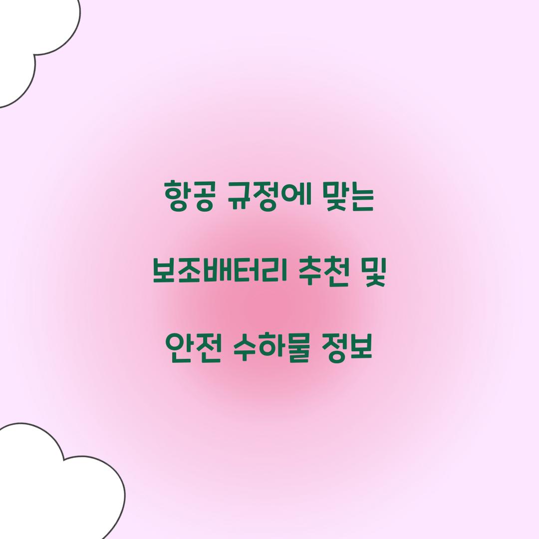 항공 규정에 맞는 보조배터리 추천