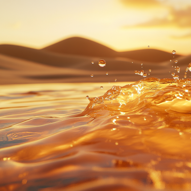 건조한 지역에서 피부장벽 지키는법- 뒤에는 건조한 사막이있고 앞에는 물이 출렁이는 모습을 대비해서 보여줌.