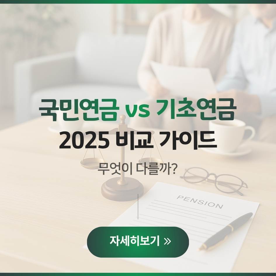 2025 국민연금 vs 기초연금 차이 비교 이미지｜수급조건&middot;중복수령 가능 여부 총정리