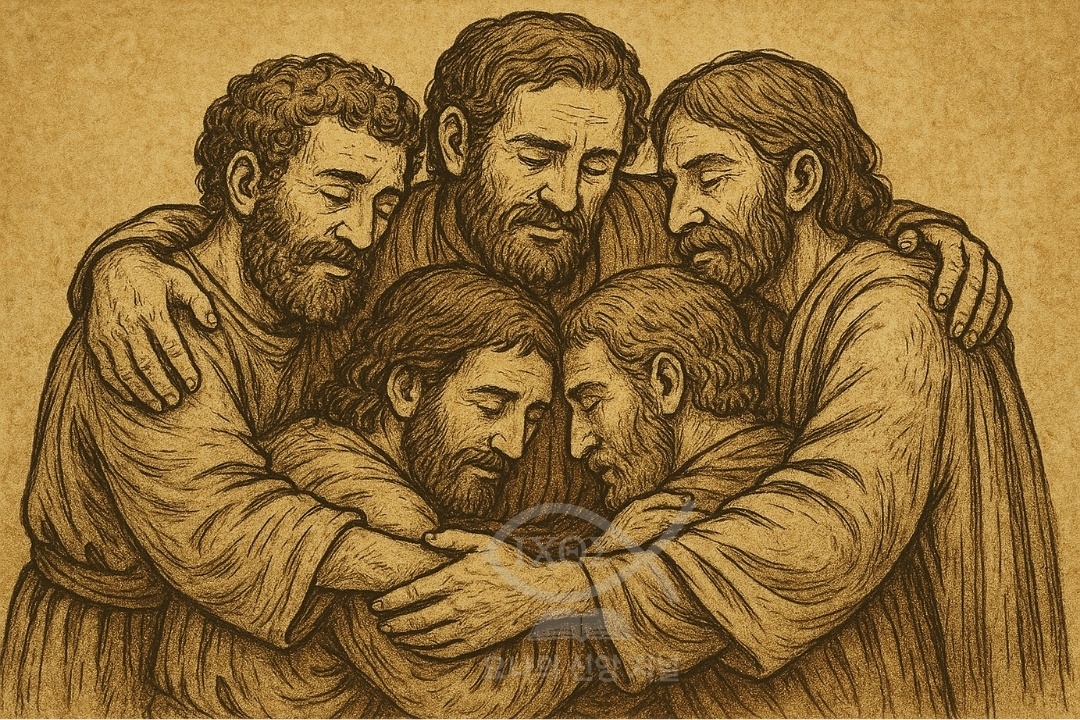 [그리스도 안의 용서, 죄 사함의 실제] 서로를 안으며 화해하는 성도들의 모습을 통해 복음으로 완성된 공동체적 화평을 선포한다. 하나님의 사랑 안에서 새롭게 연결되는 연합의 실제를 나타낸다. 요나의 신앙 저널