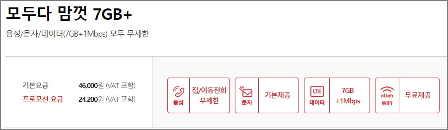 KT 알뜰폰 요금제