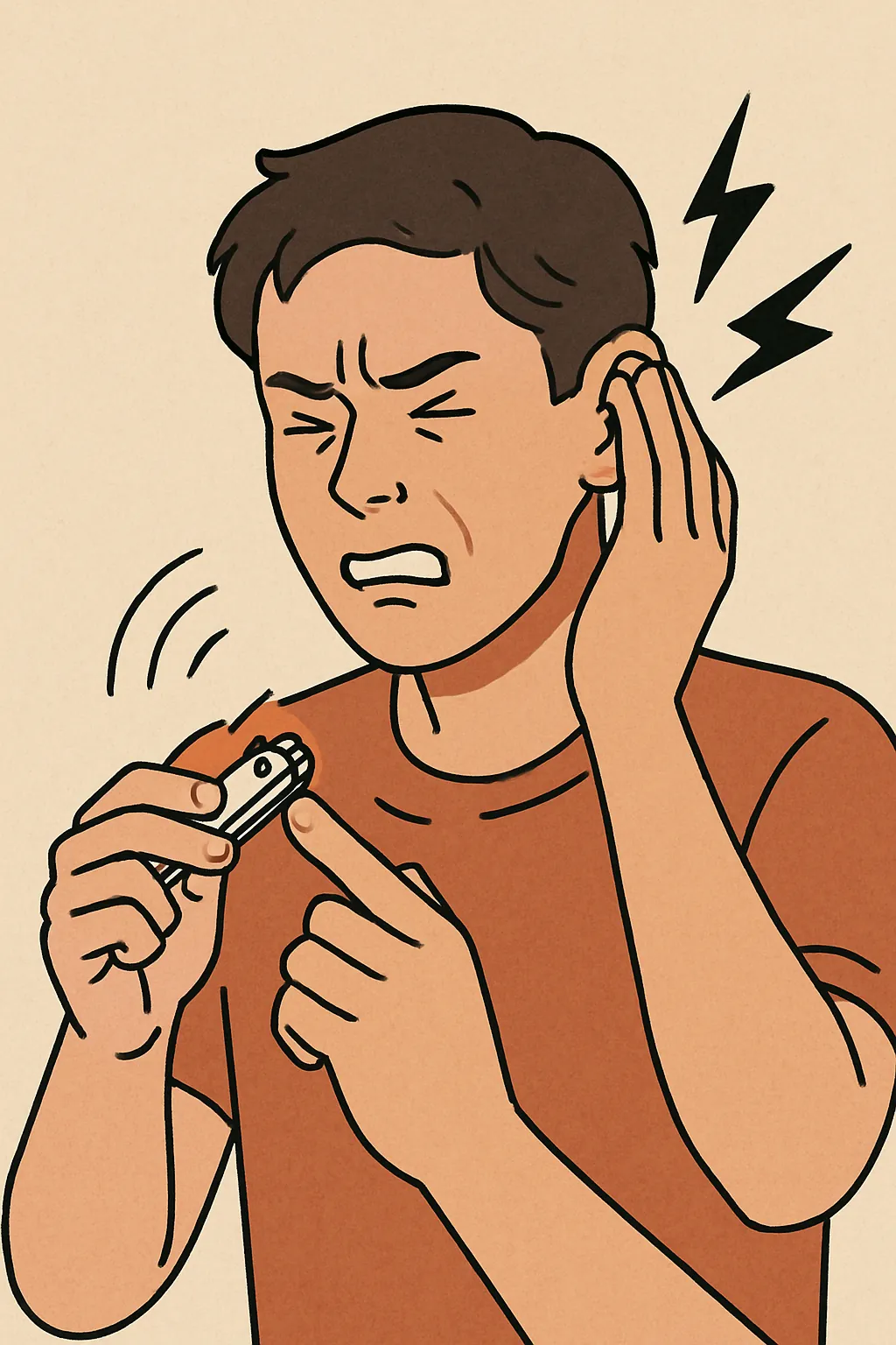 손톱깎이-소리를-듣고-귀를-막으며-불쾌함을-느끼는-사람을-표현한-일러스트-청각-자극-민감성-시각화