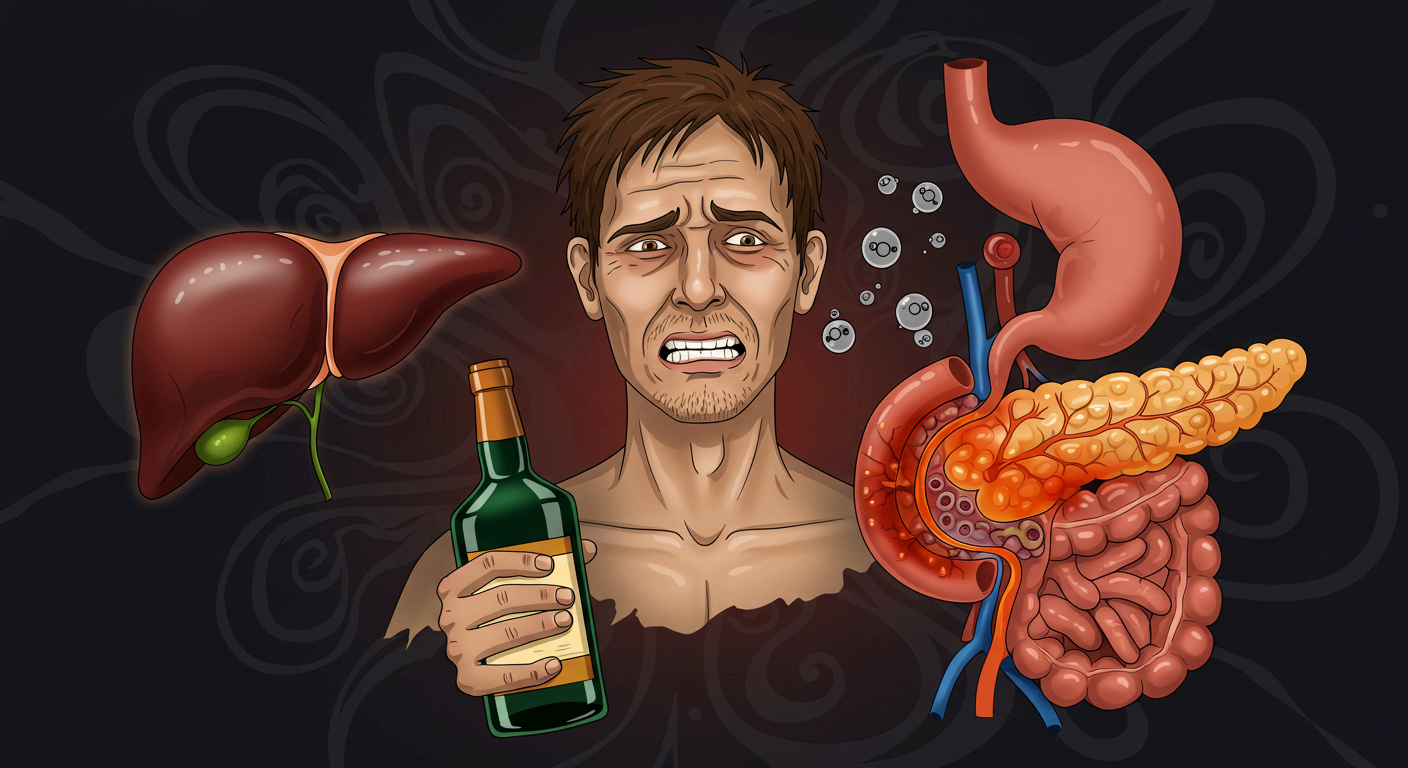 과음이 불러온 췌장 손상, 췌장염 원인