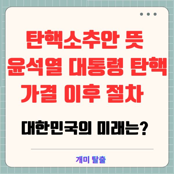 탄핵소추안 뜻과 윤석열 대통령 탄핵 가결 이후 절차: 대한민국의 미래는?