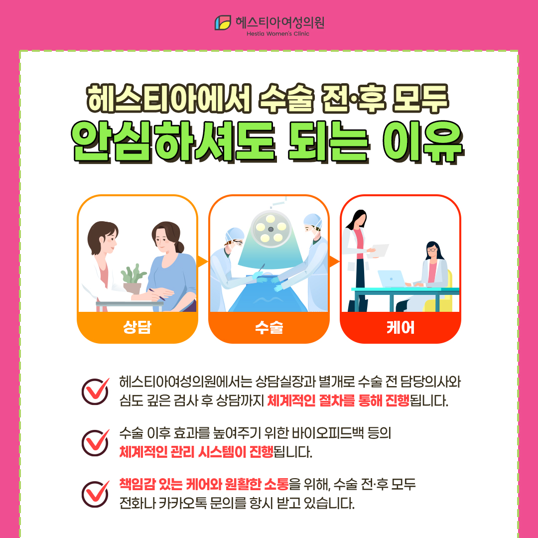 헤스티아에서 수술 전후모두 안심하셔도 되는 이유