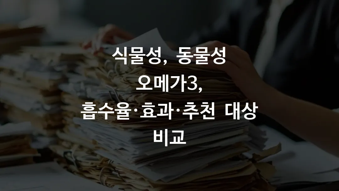 식물성 오메가3 동물성 오메가3, 흡수율·효과·추천 대상 비교