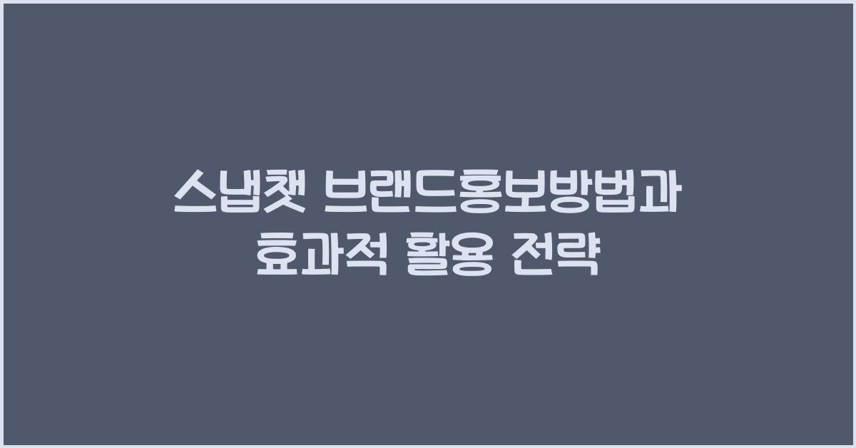 스냅챗·브랜드홍보방법