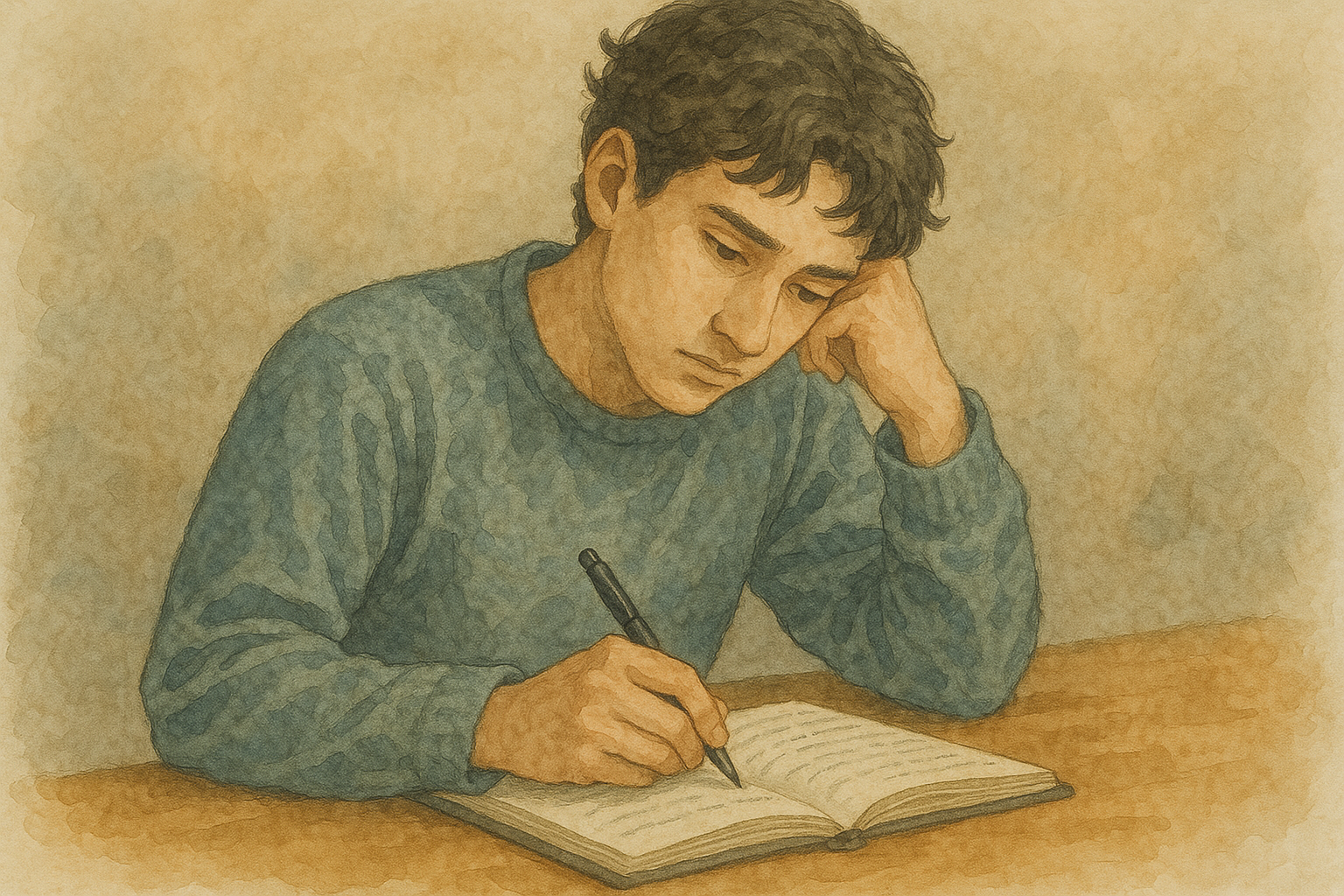 생각에 잠긴 젊은이