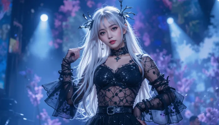 데몬 헌터스 케이팝 무대 위에서 퍼포먼스하는 모습