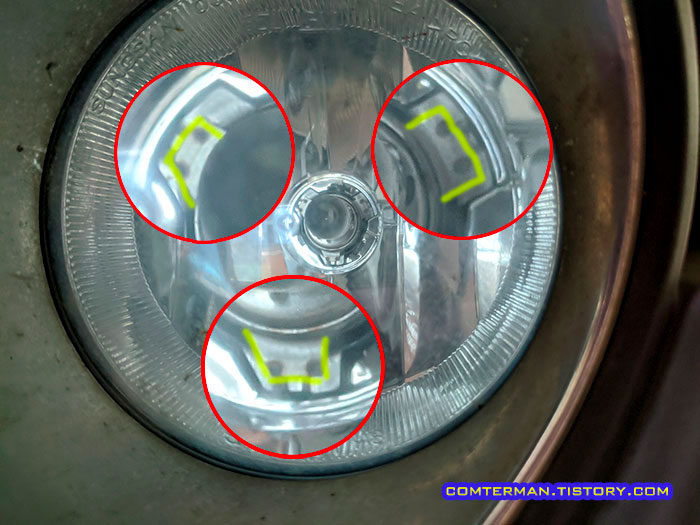 올란도 안개등 장착 방향