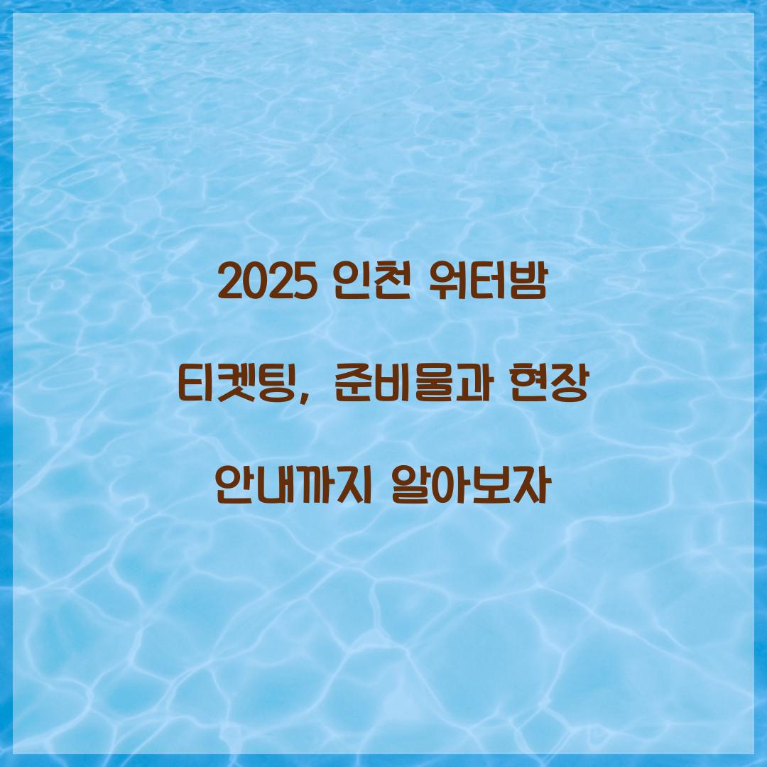 2025 인천 워터밤 티켓팅
