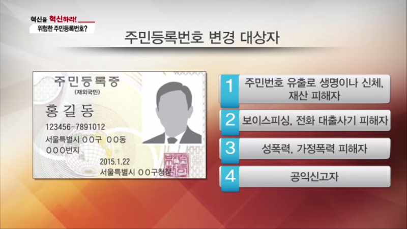 주민등록번호 변경 신청 대상자