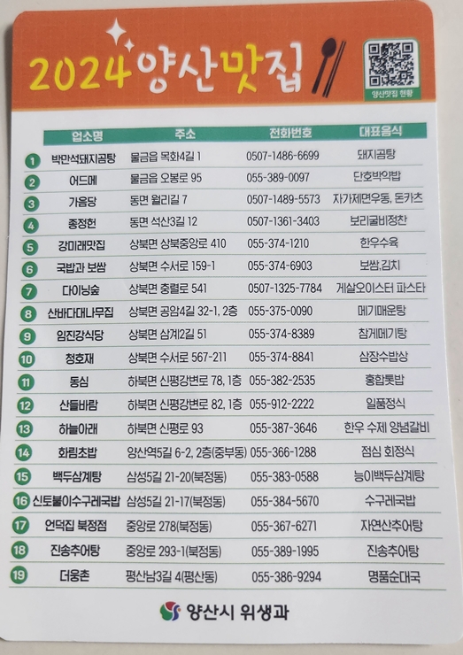 2024 양산맛집리스트