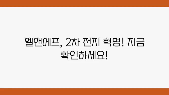 엘앤에프 주가 정보 2차 전지 소재 관련주 주식 정보