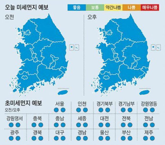 19일 전국 날씨 예보