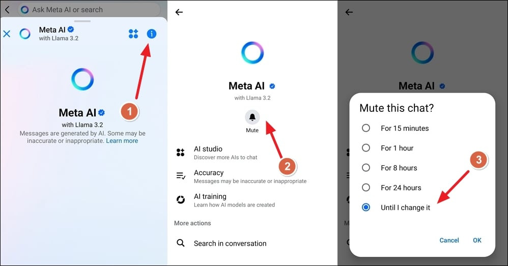 Facebook 및 Messenger에서 Meta AI를 비활성화