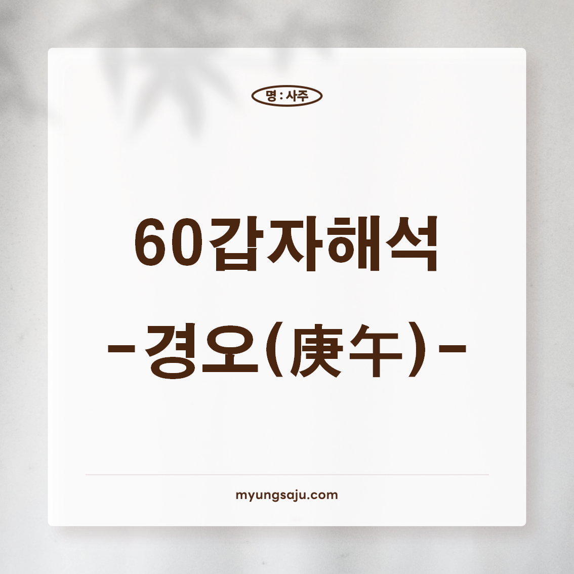 육십갑자 해석 (60갑자) - 경오일주, 경오년주, 경오시주, 경오월주, 경오대운, 경오세운, 경오일운