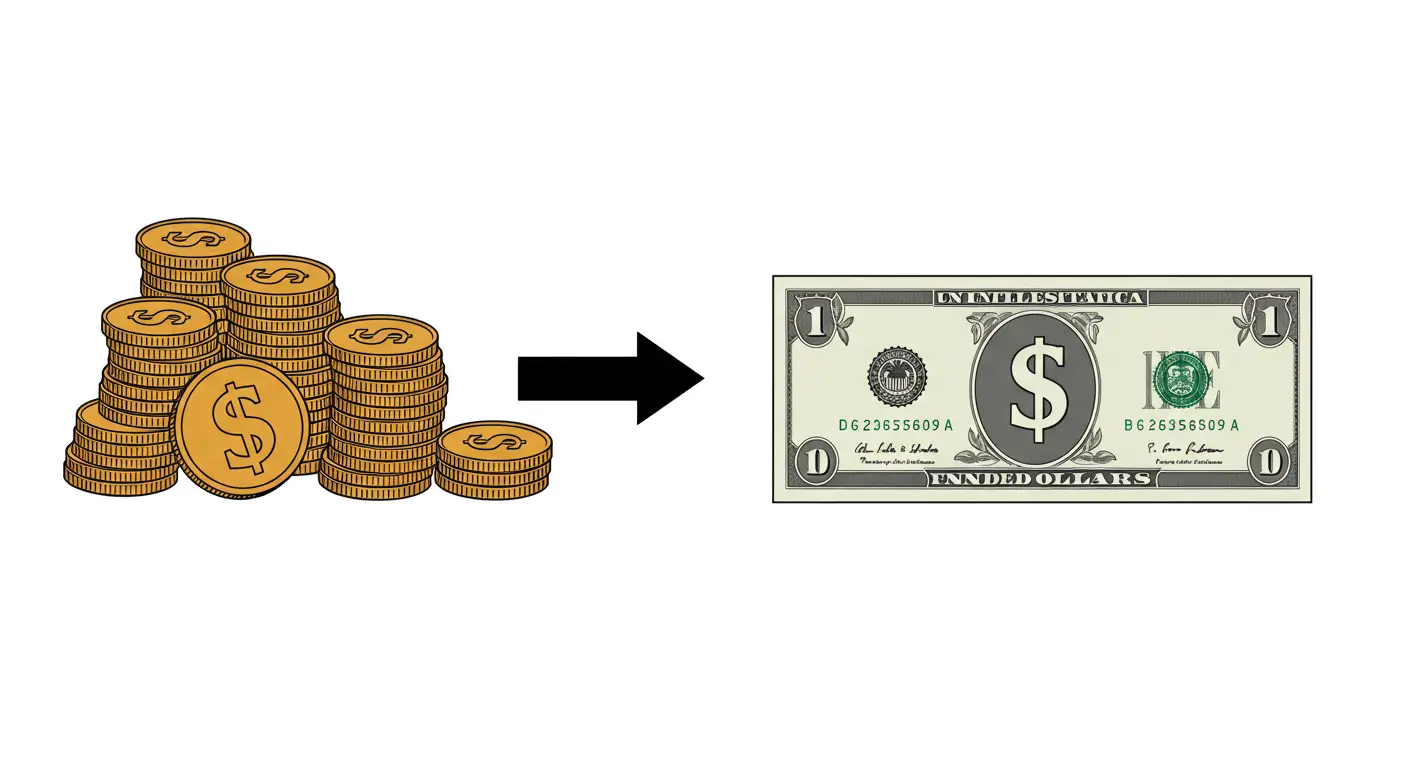 주식의 총 가치는 그대로 둔 채 주식 수를 줄이는 주식병합의 '동전-지폐 비유