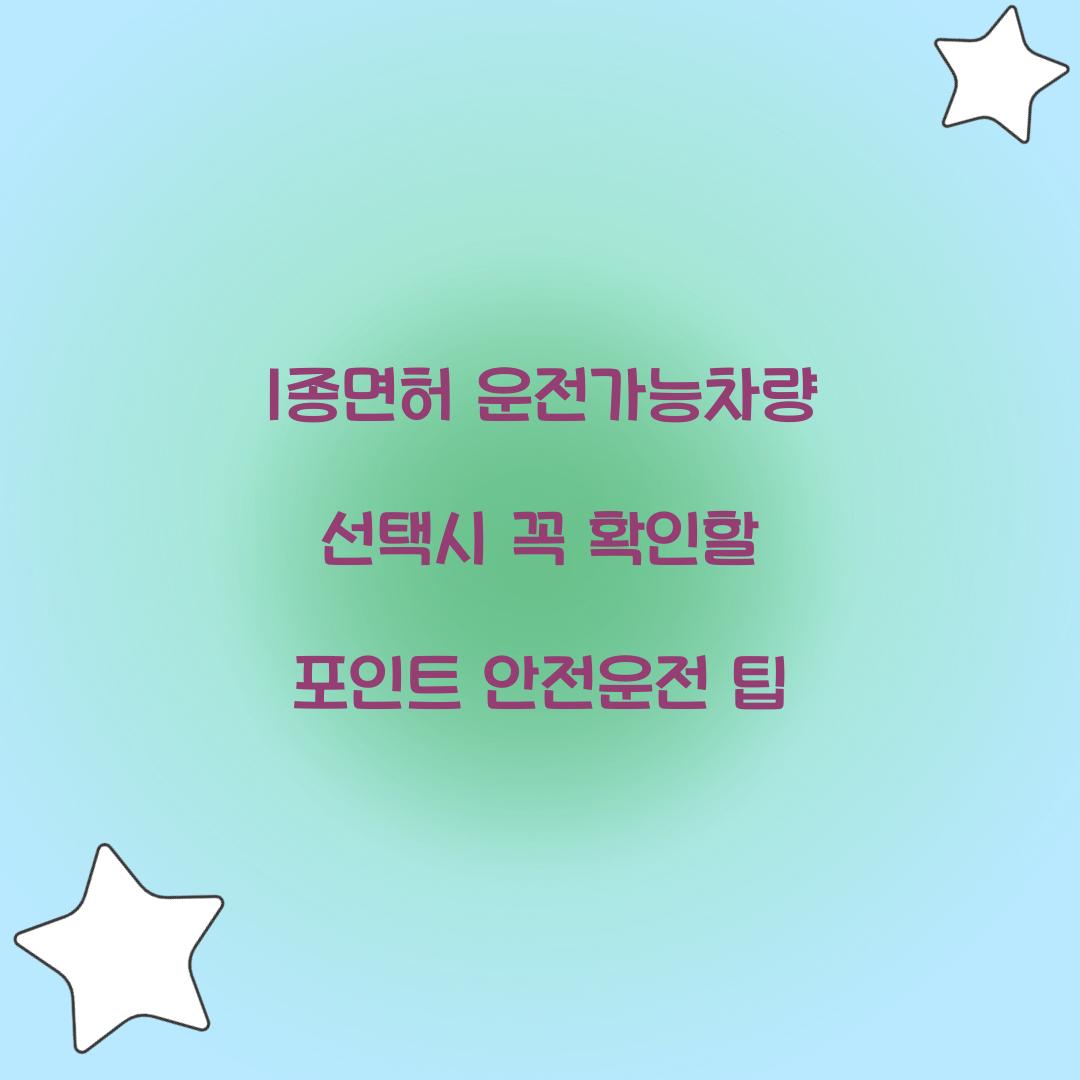 1종면허 운전가능차량