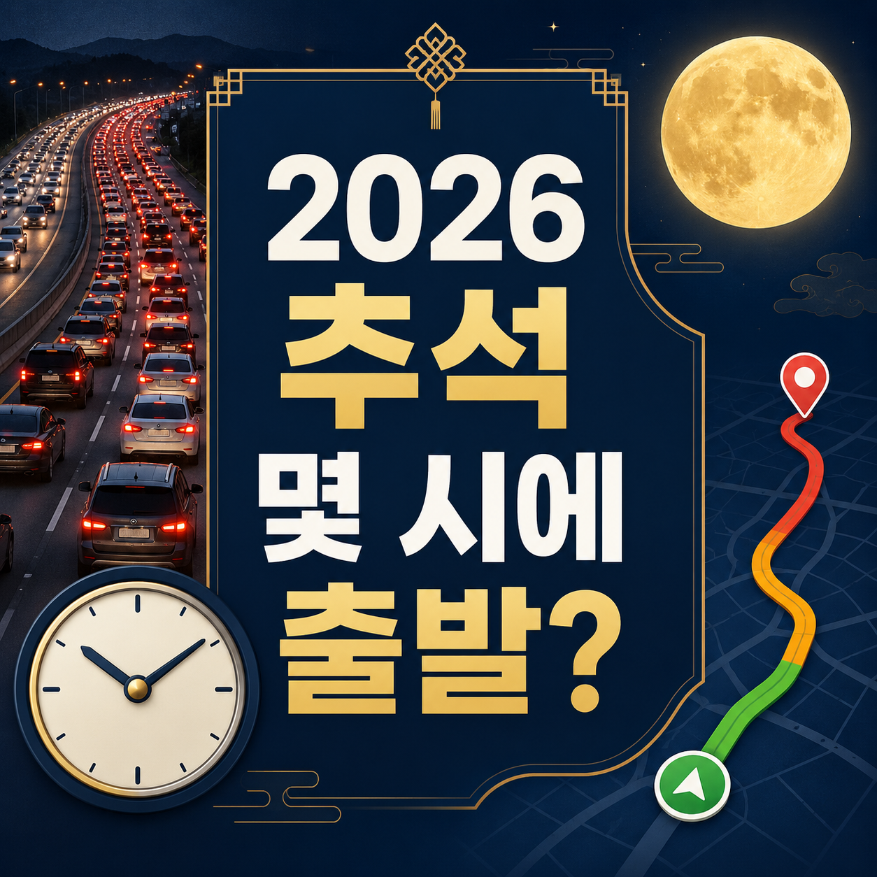 2026 추석 귀성길 가장 막히는 시간과 출발시간을 안내하는 이미지