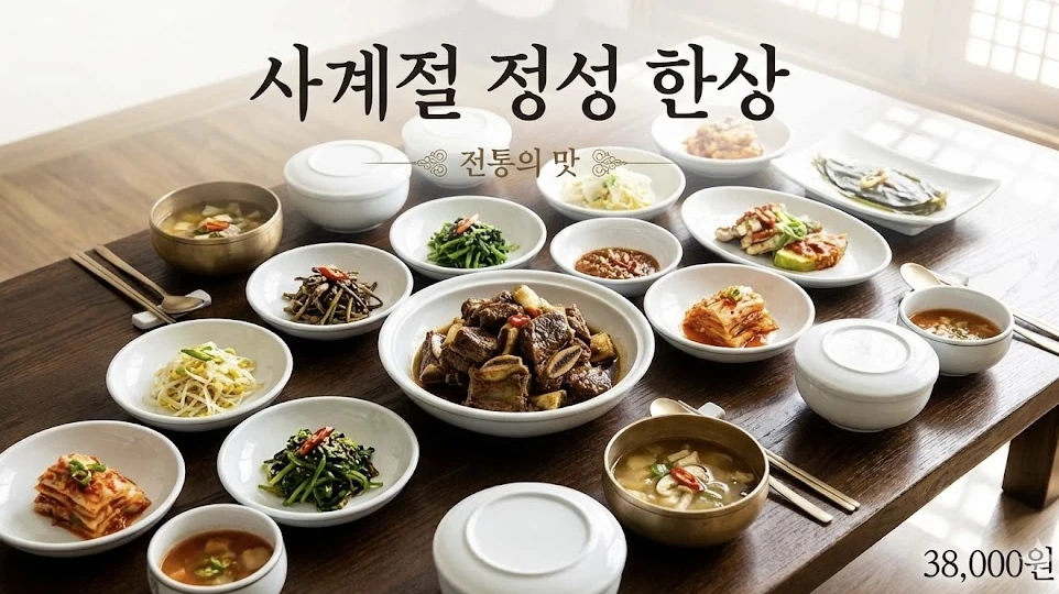 한식당 메뉴판 비주얼 프롬프트 결과물