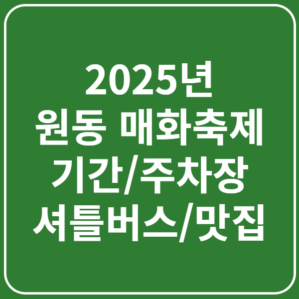 2025 양산 원동 매화축제 기간, 주차장, 무료 셔틀버스, 맛집 핵심요약(경상도 축제)