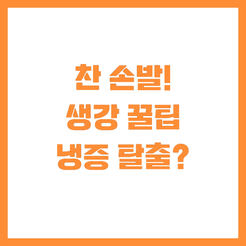 찬 손발 이제 안녕! 수족냉증 탈출을..