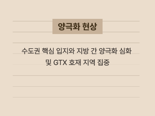 수도권과 지방 부동산 시장의 격차와 지역별 호재를 분석한 이미지