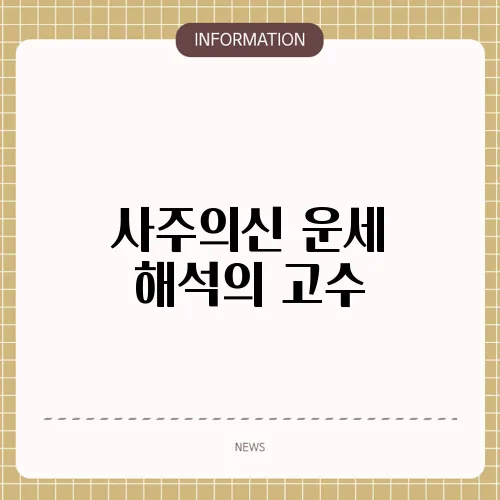 사주의신 운세 해석의 고수