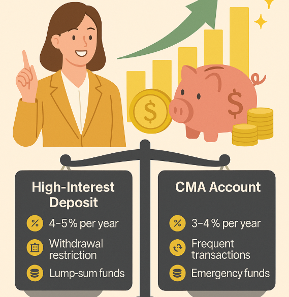 고금리 예금과 CMA 통장으로 수익률 확보하는 전략 인포그래픽