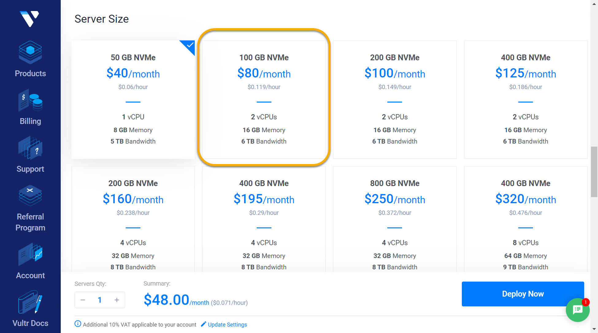 해외호스팅 Vultr 상품