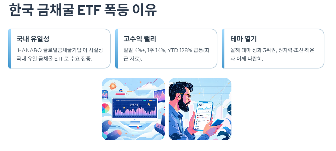 한국 금채굴 ETF 폭등 이유