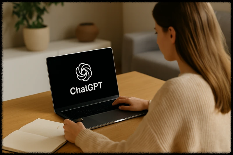 노트북으로 ChatGPT를 사용하는 모습