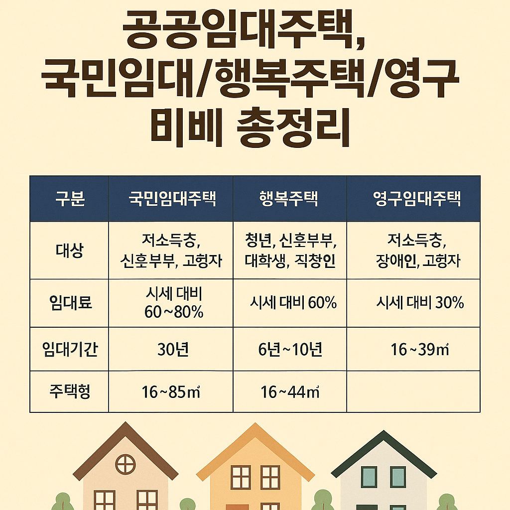 공공임대주택, 국민임대/행복주택/영구임대 비교 총정리