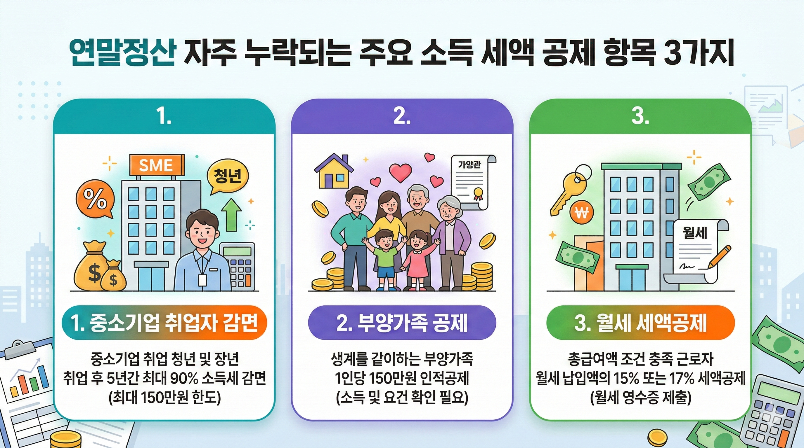 연말정산 자주 누락되는 주요 소득 세액 공제 항목 3가지