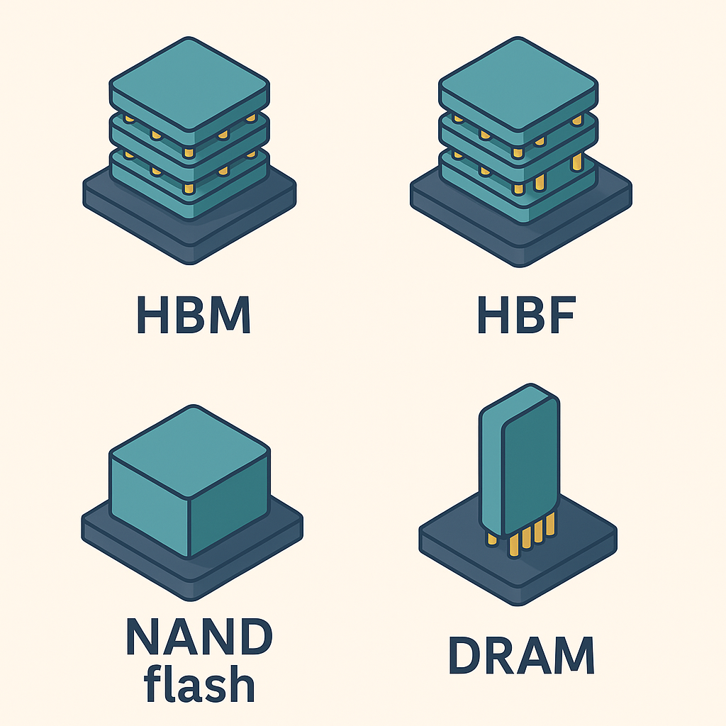 HBM · HBF 차이점, NAND 플래시와 DRAM 비교