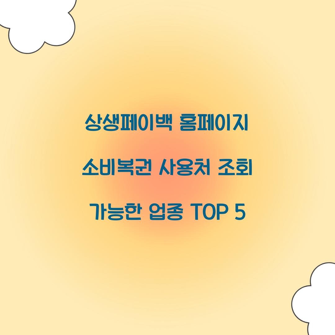 상생페이백 홈페이지 소비복권 사용처 조회 가능한 업종 TOP 5