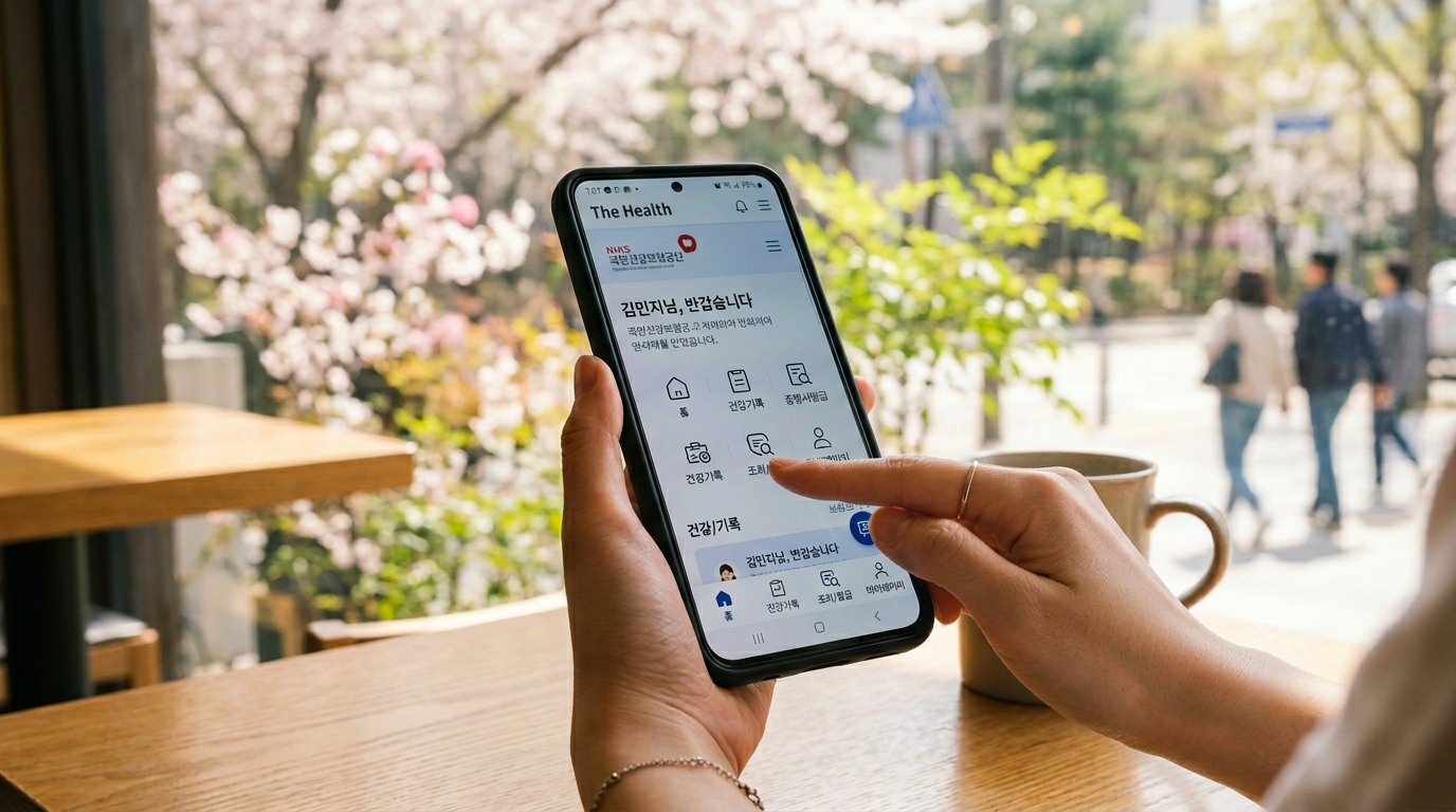 스마트폰 앱을 통해 건강보험료 정산 내역과 환급 예정액을 실시간으로 조회하는 화면
