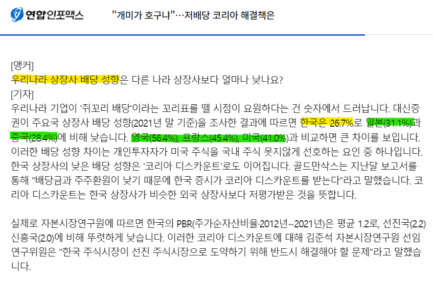 국내,외 배당성향