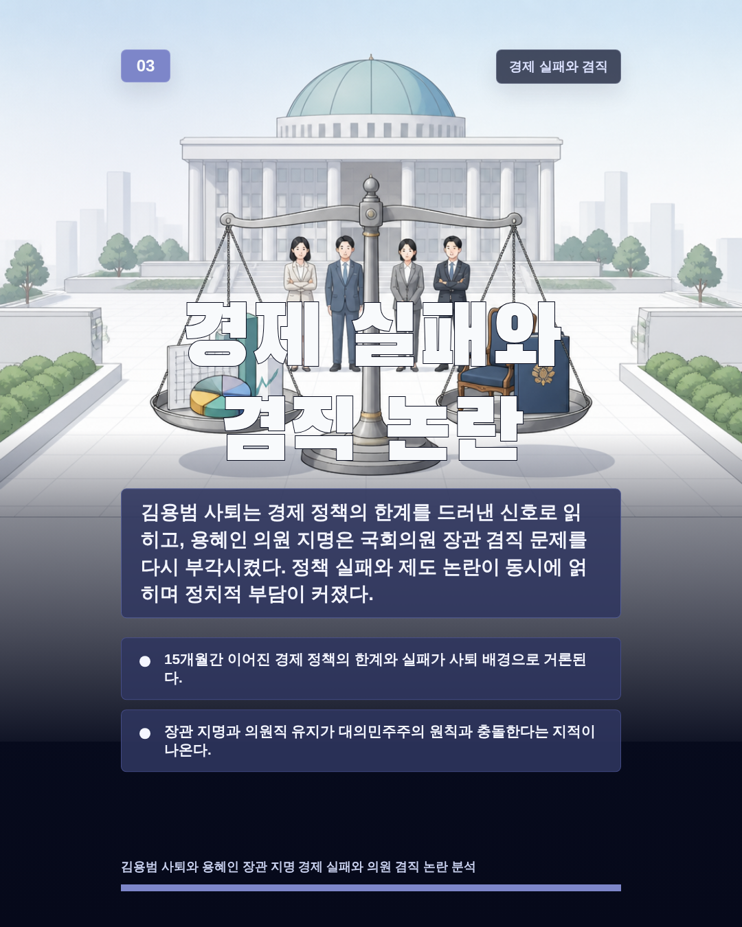 경제 실패와 겸직 논란