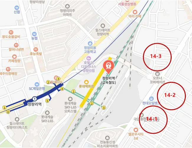 청량리역 화이트존과 전농14구역 위치도