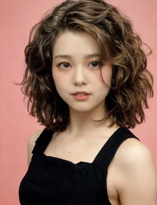 현역가왕- 웨이브 진 단발머리 어깨 끈이달린 검정색 원피스를 입고 옆을 바라보고 있는 요요미