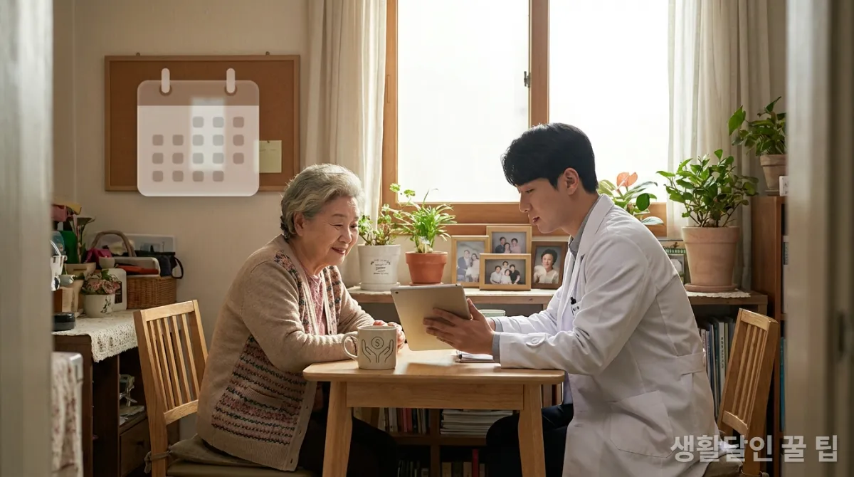 의료 상담을 받는 고령 한국인 1인 가구